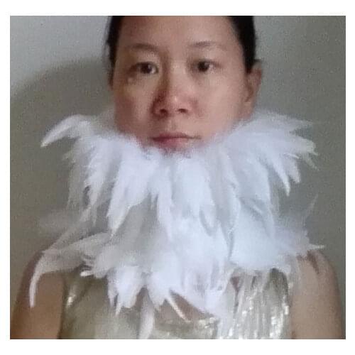 Handmade Gothic white rooster feather collar, # FC16003