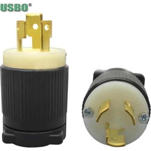 Black America 125V 15A NEMA L5-15P US 2 Pole 3 Holes Anti-off In-line Male industry power wire locked Receptacle Plug