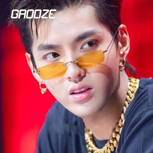 GAOOZE Rimless Rectangle Mens Sunglasses for Women Fashion 2021 Decorative Driving Ladies Frameless Designer Sun Glasses YJ023