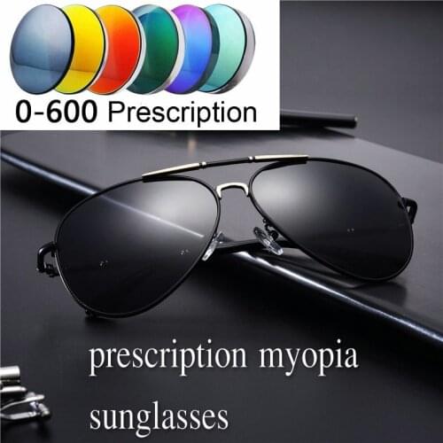 2019 Pilot Custom Made Myopia Minus Prescription Polarized Lens alloy Polarized Sunglasses black Mirror Coating Anti-wind NX