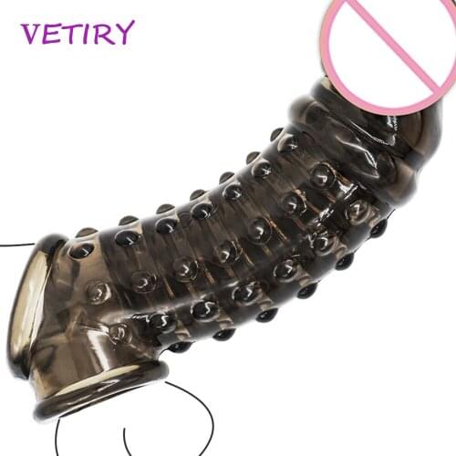Penis Extender Condom Sex Toys for Male Men Cock Sleeve Cock Ring Delayed Ejaculation Penis Enlargement Soft Spines Stimulation