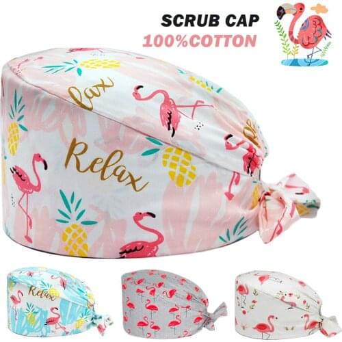 Unisex Scrubs Cap Owls Print Adjustable Elastic Bandage Nurse Caps Pet Shop Beauty Salon Dentist Lab Clinic Working Scrub Hats