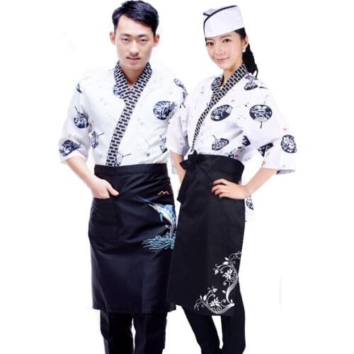 Unisex Japan Style Sushi Food Service Clothing Chef Uniforms Kimono Japanese Kitchen Restaurant Jackets Yukata Cardigan Costumes