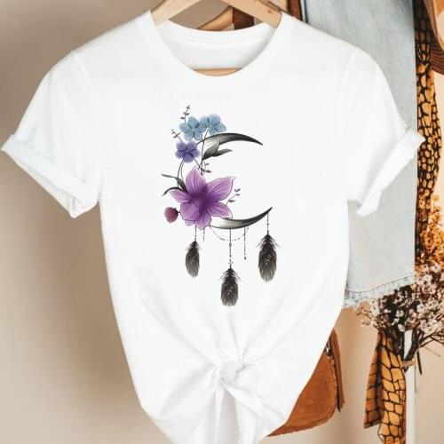 Women Clothes Web New Dream Floral Flower 90s Cartoon Summer Short Sleeve Print Fashion Tshirt Female Tee Top Graphic T-shirt