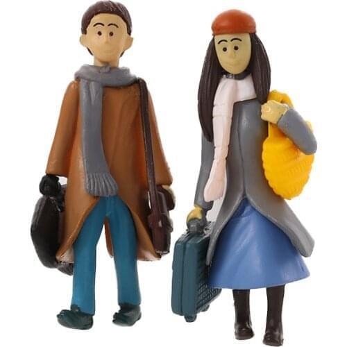 1Pair Mini Lovers Couple Good Girl Man Family People Doll Toy Model Small Statue Fairy Garden Figurine Ornament Home DIY Decor