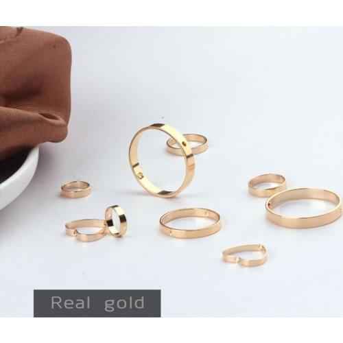 10pcs Copper Plated Hollow Pierced Round Love Earrings Necklace Pendant Fashion Temperament Diy Handmade Ear Jewelry Accessories