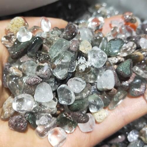 100g green garden Quartz gravel Healing natural Crystal Tumbled stones ghost stone macadam Reiki