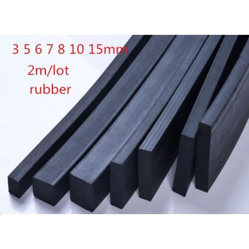 2 m/lot square rubber seal for doors and windows anti-collision sound insulation black rubber sealing strip thick 3 5 6 7 8 10mm