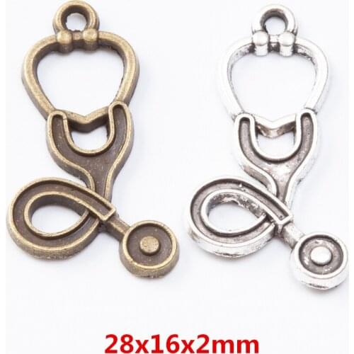 55 pieces of retro metal zinc alloy Stethoscope pendant for DIY handmade jewelry necklace making 7383