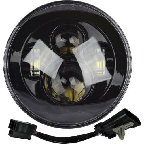 7" LED Projector moto Black Headlight Harley Street Glide Softail FLHX FLD With Newer style harness for 2014-2016 Harleys