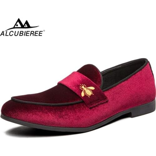 ALCUBIEREE Elegant Men Corduroy Dress Shoes Men British Style Loafers Oxford Mens Slip-on Official Formal Shoes Wedding Shoes