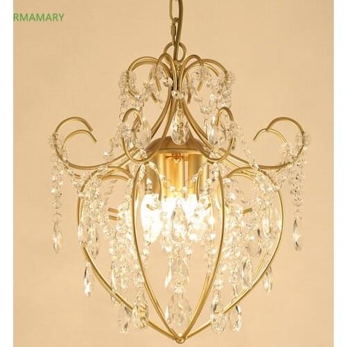 American Crystal Small Chandelier Modern Simple Golden Corridor Restaurant Light European Crystal LED Chandelier 110-220V lamp