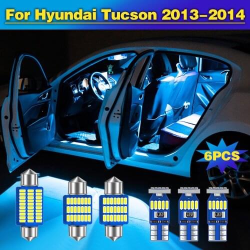 6pcs Error Free Auto LED Bulbs Car Interior lights Dome Reading Trunk Lamp For Hyundai Tucson 2013 2014