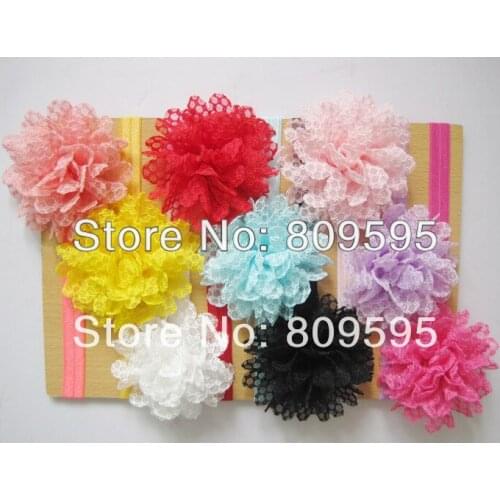 Free shipping 9pcs Lace Flower Kids Baby Girls Headband Hair Band Bow Headwear Accessories