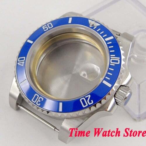 40mm 316L stainless steel Watch Case Sapphire glass blue ceramic bezel fit Miyota 8215 ETA 2836 movement SUB mens watch C97