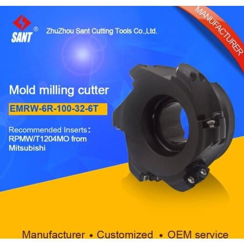 Zhuzhou Sant Face Milling Cutter EMRW-6R-100-32-6T for carbide Inserts RPMW/T1204MO