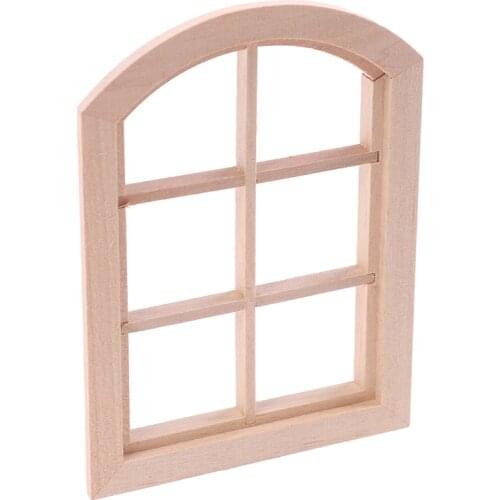 Hot sale 1:12 Dollhouse Arc Window Six squares Wooden Miniature Part