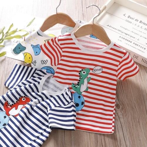 Kids Tractors Stripe Pattern Boys T-shirts for Kids Clothes Summer Baby Tops Shirts Cotton Children t-shirts 0-7Years Clothing