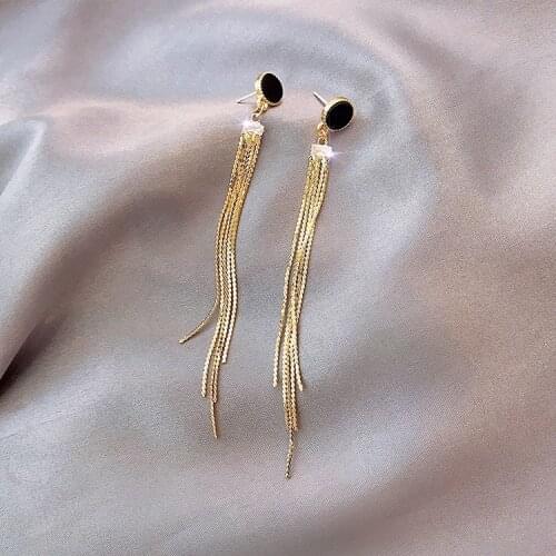 YAOLOGE Long Tassel Stud Earrings For Women Refinemen Alloy Earrings Rhinestone Earrings 2021 Trend Vintage Earrings Wholesale
