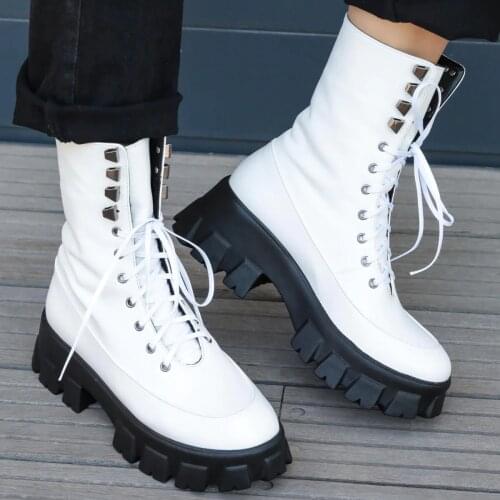 Mio Gusto Brand Sparrow, Black / Tan / White Colors High Quality 6Cm Platform Warm Winter Women 's Boots , platform boots , women boots , goth , shoes for women 2020