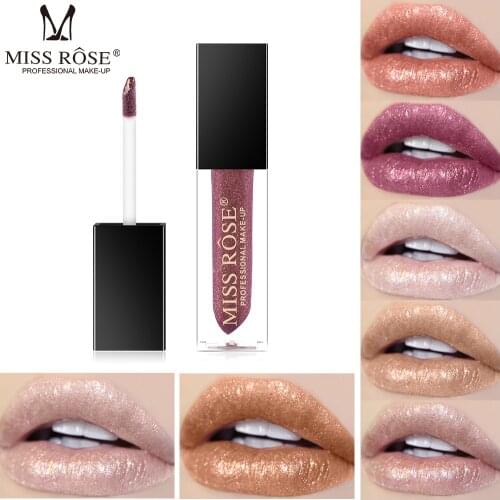 MISS ROSE Not Easy To Stick Cup Not Easy To Fade Waterproof Lip Glaze Makeup Lip Matte Shiny Pearlescent Lip Gloss