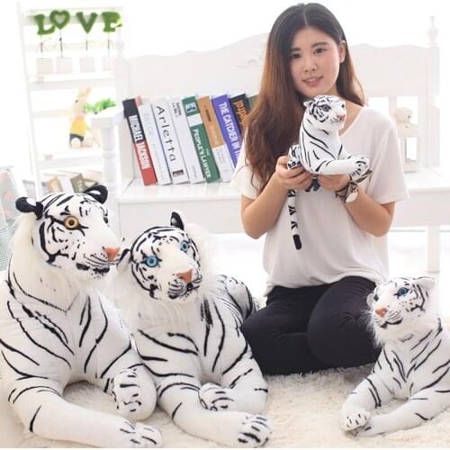 Simulation White Tiger Toys Stuffed Animal Plush Tiger Toys Cute Kids Dolls Home Decor Kids Christmas Gift Animal Doll