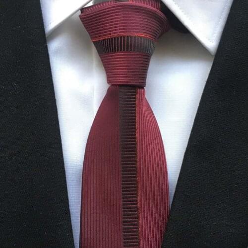 2021 Mens Ties Jacquard Woven Neck Tie Black with Burgundy Geometric Grids Neckties