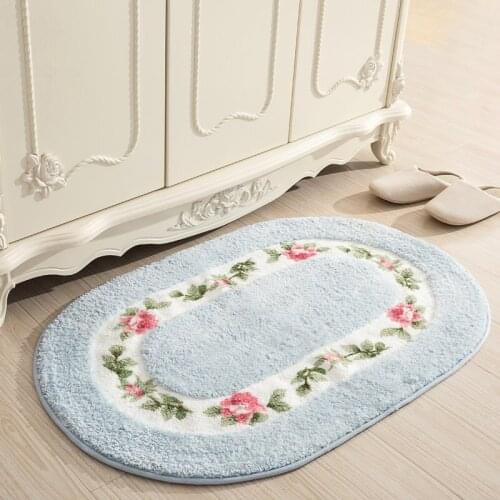 Soft Water Absorption Floor Mat Anti-slip Bathroom Door Mat Oval Shape Bath Mat 40*60/50*80/45*120cm Home Decor Floor Rug Carpet