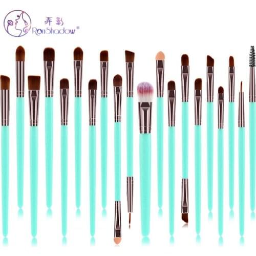 20Pcs Makeup Brushes Set Green Coffee Wooden Handle For Eye Shadow Powder Eyeliner Eyelash Eyebrow Make Up Brush Beauty Tool