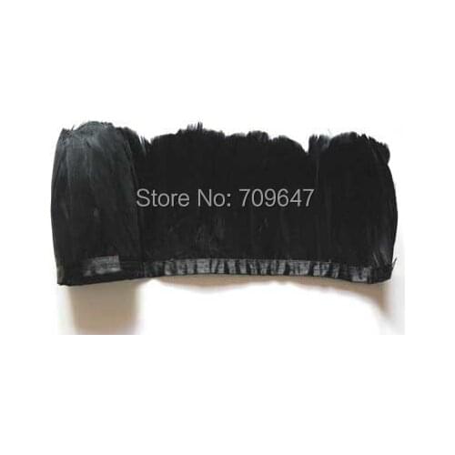 Feather Trim,5Meters/lot!- BLACK Goose Feather Trim Fringe 8-9cm height,feathers for clothes,feather lace,black feathers