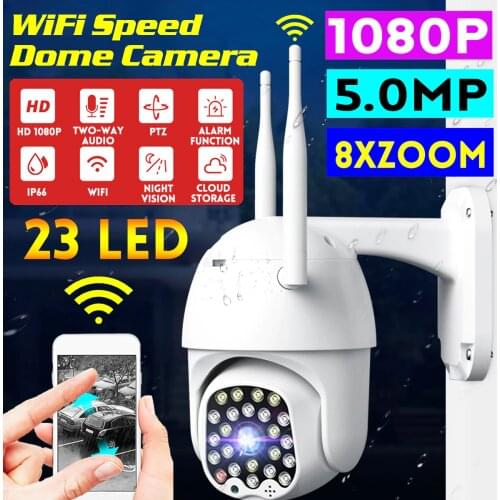PTZ IP Camera 1080P HD Wifi Outdoor Speed Dome CCTV Security Camera 8X Digital Zoom 5MP Network IR Home Surveillance Camera