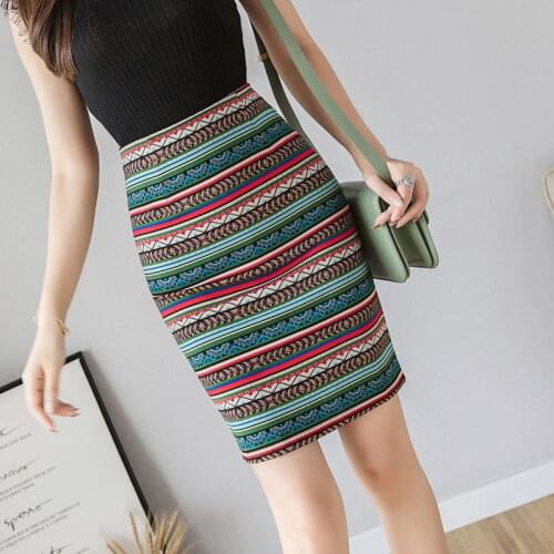 Plus Size S-5xl Womens Print Pencil Skirt Casual High Elastic Skirt Elegant Korean Office Female Sexy Mini Skirts Jupe Femme