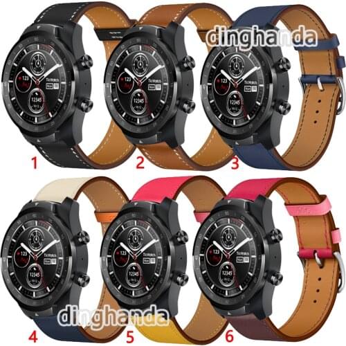 20mm 22mm Genuine Leather Watch Band Strap for Ticwatch e 2 Pro GTX Replacement Fashion Wrist bands straps Correa