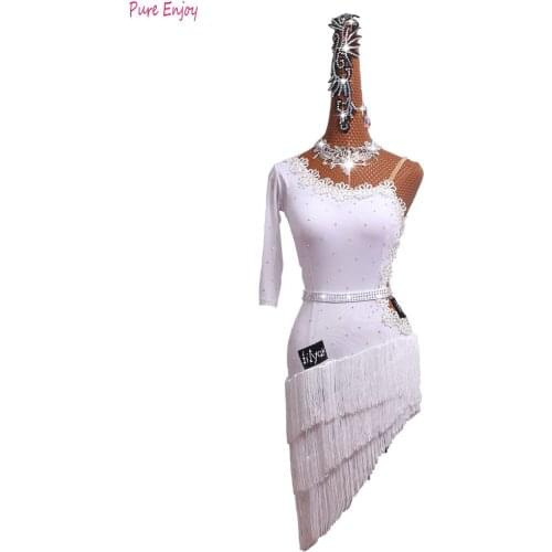 Sexy Latin Dancing Dresses For Ladies white Color Tassel Latin Dress Women Professional Ballroom Skirts