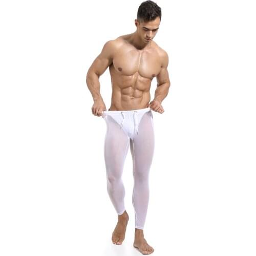 Sexy Training Sports Pants Men Gym Fitness Leggins Tights Moisture-Wicking See-through Mesh Leggings Trousers Sport Pants Bottom