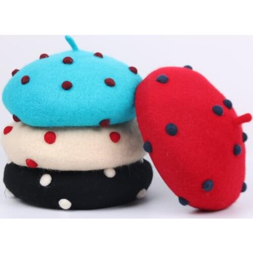 2021 New Autumn Winter Warm Parent Child Solid Color Cute Children Wool Flower Kids Beret Hats For Women Female