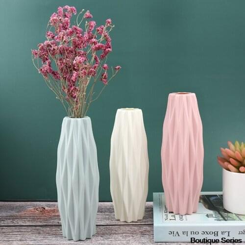 European Style Vase Decoration White Imitation Porcelain Flower Pot Exquisite Family Plastic Vase