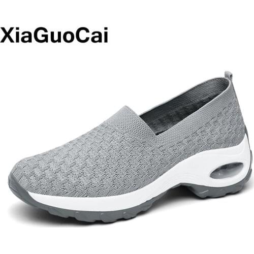Spring Autumn Women Shoes Casual Beautiful Fashion Outside Comfortable Mesh Shoes Slip-on Round Toe Plus Size Womens Footwear