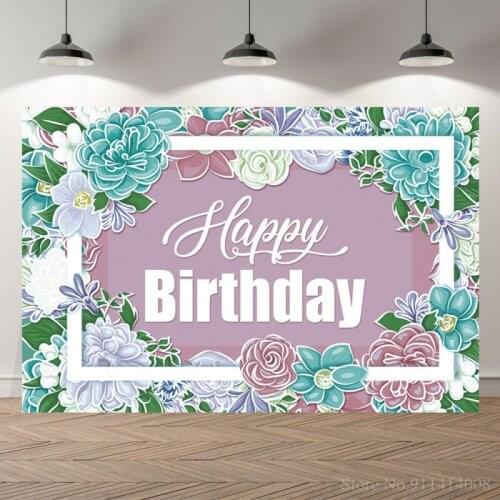 Blooming Flowers Painitng Happy Birthday Photography Background Home Family Dinner Party Backdrops Vinly Poster Decor