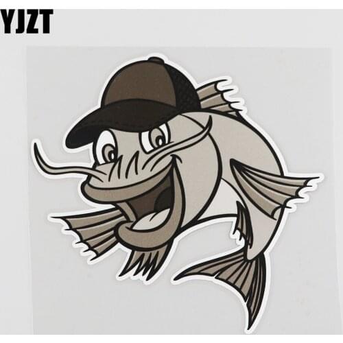 YJZT 14.6CMX14.1CM Interesting Fish Car Sticker Animal Design Pvc Decal Decorate 6A-0207