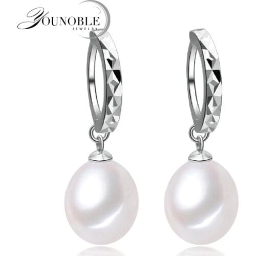 YouNoble natural Pearl earring,Pearl with 925 Silver earrings,Birthday gift Jewelry Accessories earrings for women White
