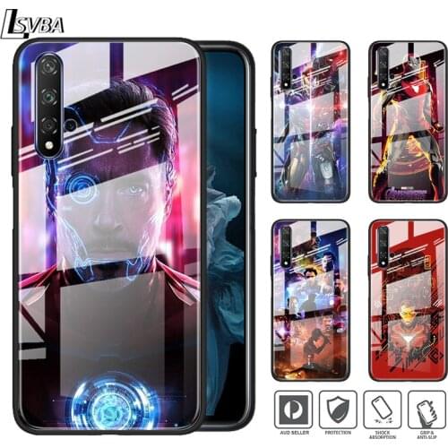 Marvel Avengers Iron Man Super Hero For Huawei Honor 30 20 10 9X 8X Lite Pro Plus Tempered Glass Shell Phone Case Cover