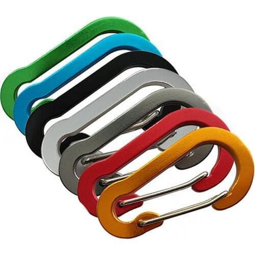 1pcs No. 5 Hoist-Shaped Flat Aluminum Alloy Carabiner Multiple Color Wire Spring Hook Buckle Hanging Keys Kettles Backpacks Toys