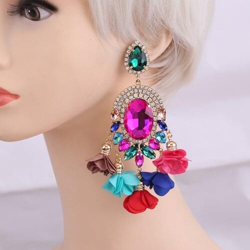 2021Ladies Big Rhinestone Earrings Aretes Drop Earrings Modern Ladies Jewelry Temperament Earrings Accessories Fashion Jewelry