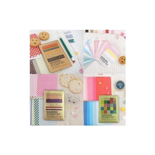 27pcs/set MASKING STICKER SET With Kraft Paper Package Multifunction Creative DIY Paper Stickers Gift Label