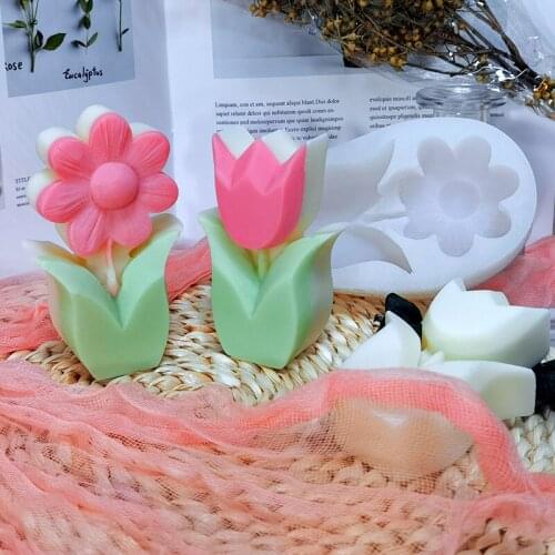 3D Tulip Shape Candle Mold Flower Craft Art Silicone Mold for DIY Handmade Mould Candle Handmade Soap Home Decoration