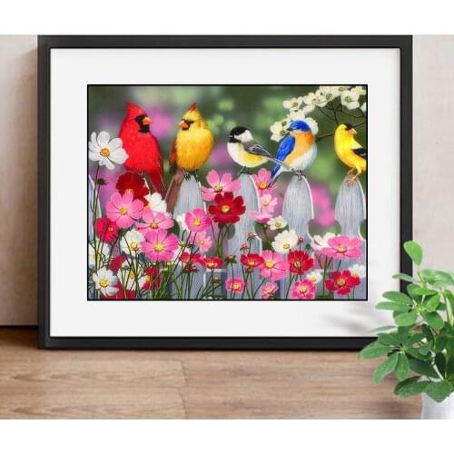 5D Diamond Painting Flower Full Square Diamond Mosaic Birds Diamond Embroidery Cross Stitch Resin Drill Decoration Home
