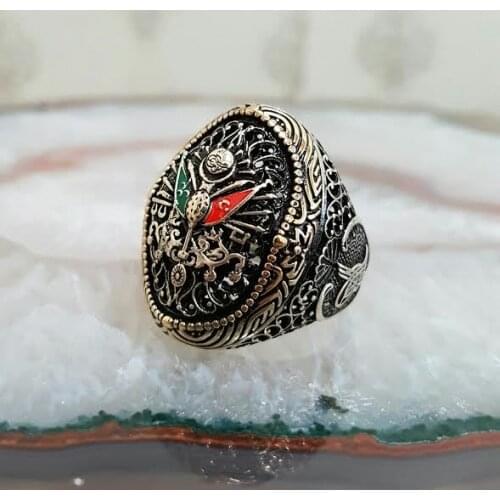 925 sterling Silver the Ottoman State Crested ring