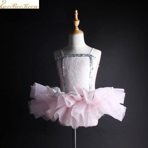 Ballet Dress Sequins Lace Princess Dress Ballerina Dress Pink Gymnastics Leotard For Girls Women Ballet Tutu Dance Costume Kids