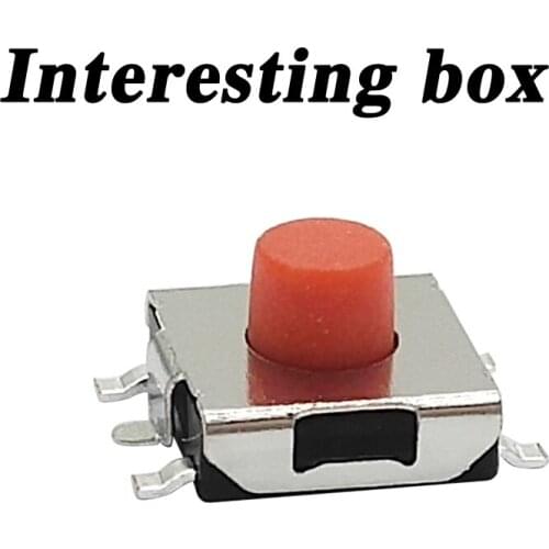 Free shipping TS-E001 touch switch 6.2*6.2*4.3 five-pin patch red button 6x6 flat seat SMD disc braid DIY handmade accessories